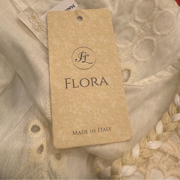 FLORA Made in Italy Elegant Off White Lace Dress New With Tags Coquette Cottage - Picture 4 of 8